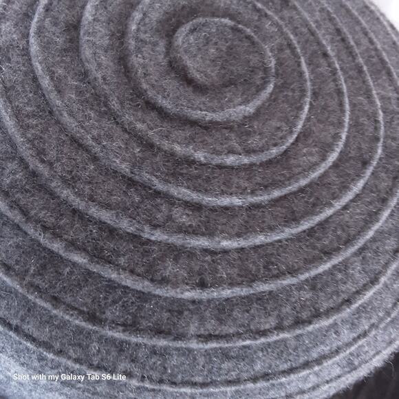 Womens Bowler Hat Ribbed Gray Wool Rolled Brim - Picture 7 of 7